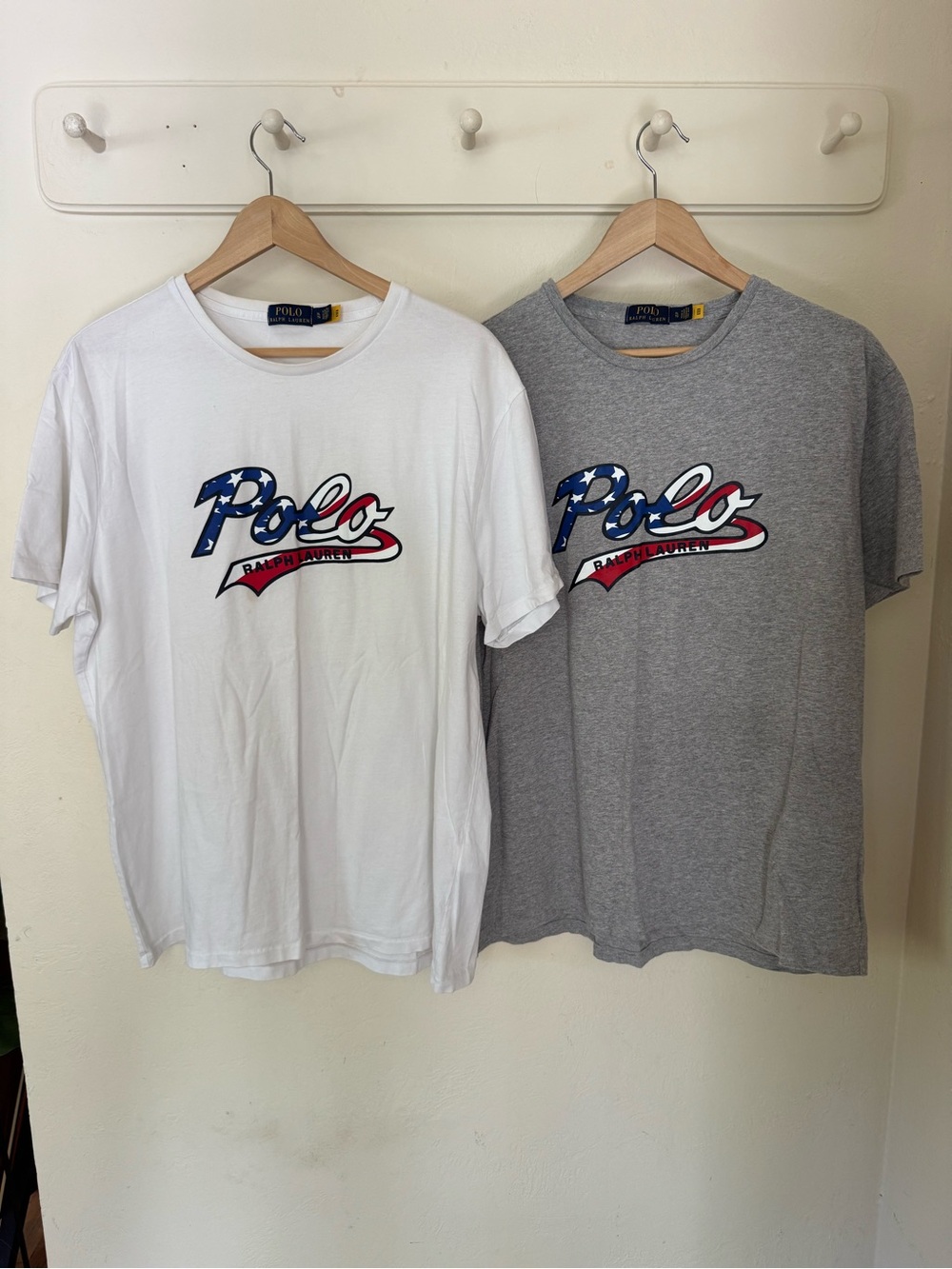 Polo by Ralph Lauren White & Gray Patriotic Script Tee